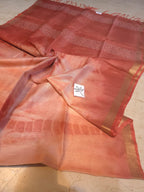Rust orange with off white kora silk