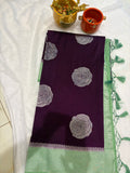 Purple and Sage green soft silk