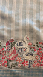 Blue and white Tussr saree