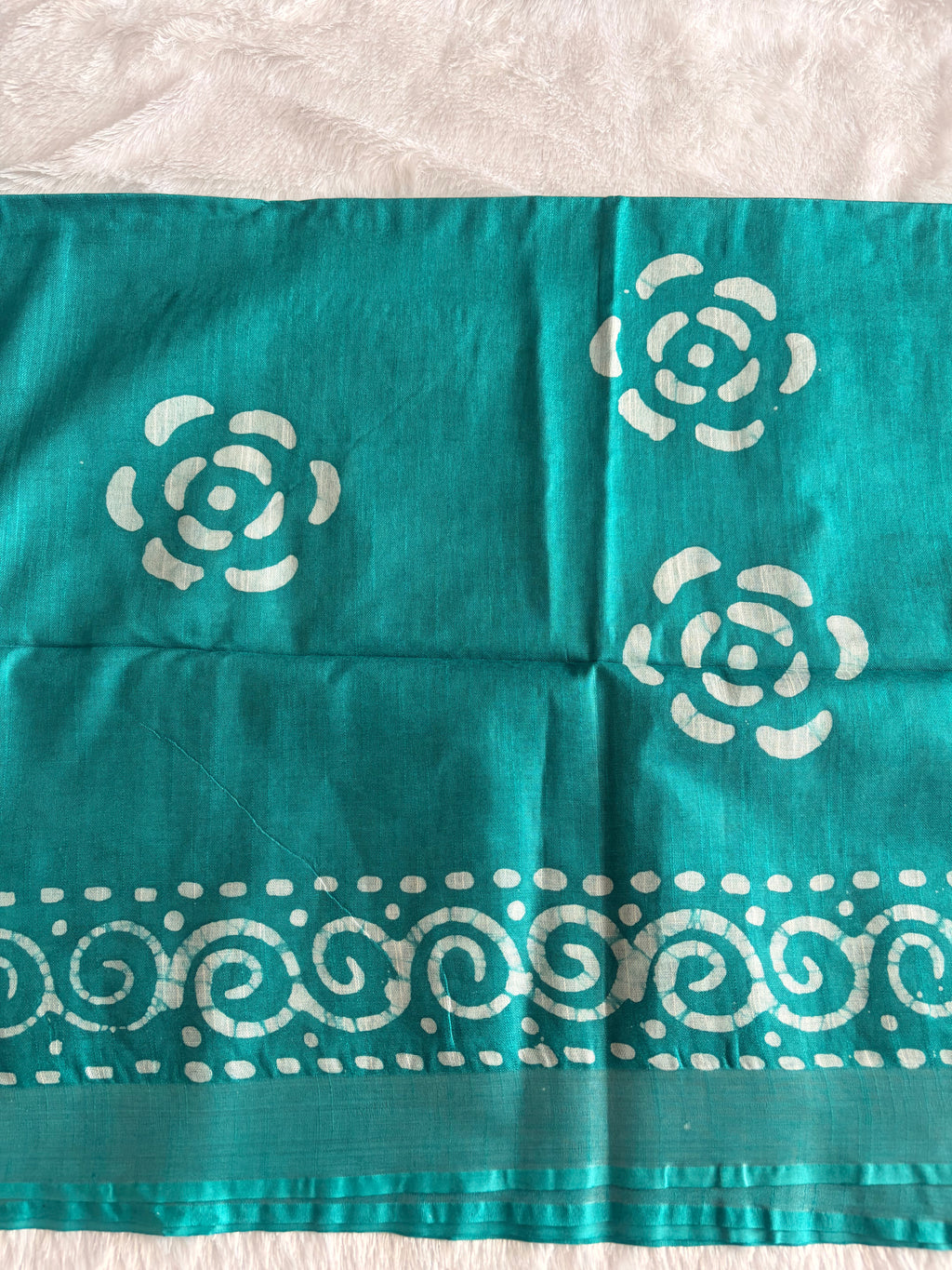 Blue bagalpuri, batik print cotton saree