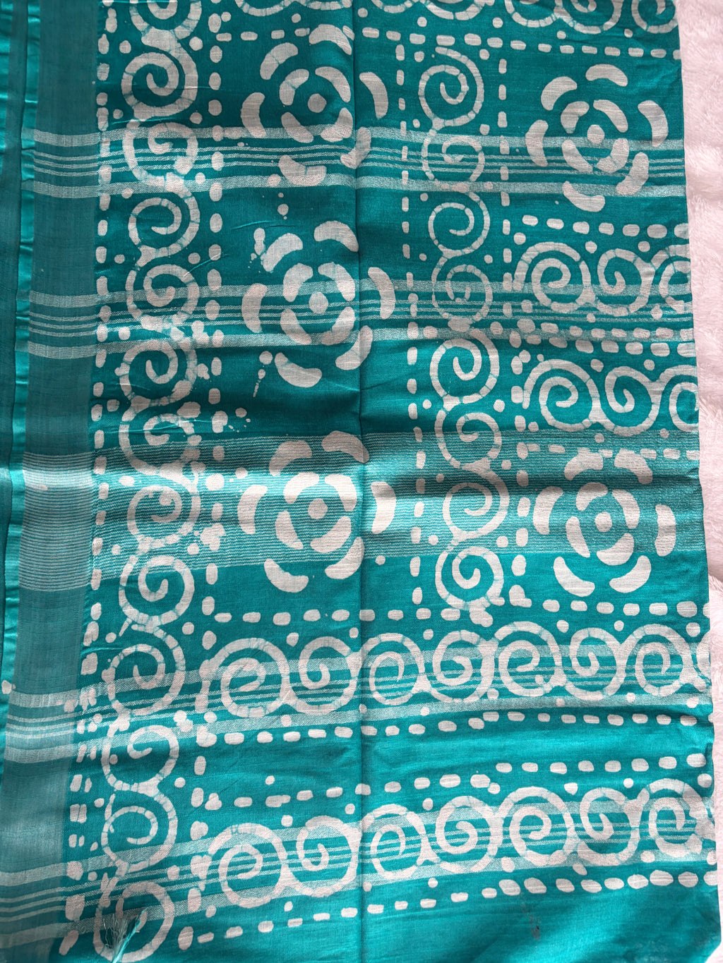 Blue bagalpuri, batik print cotton saree