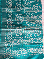Blue bagalpuri, batik print cotton saree