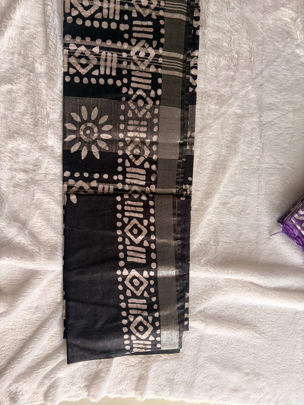 Black and Purple Batik print sarees