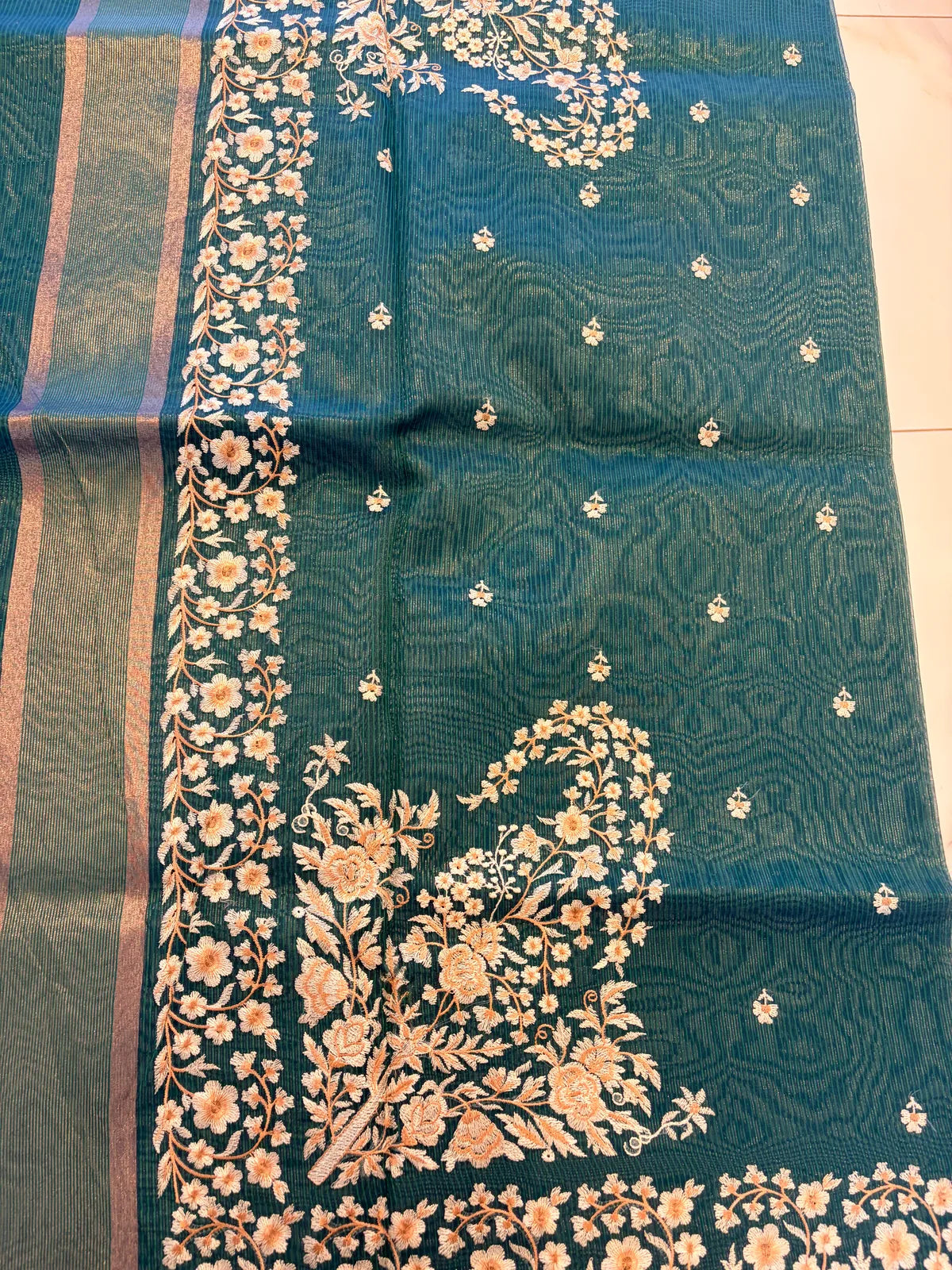 GREEN TISSUE SILK SAREE
