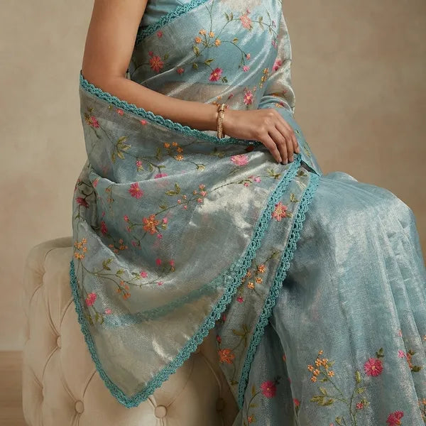 MULTICOLOR TISSUE SAREE