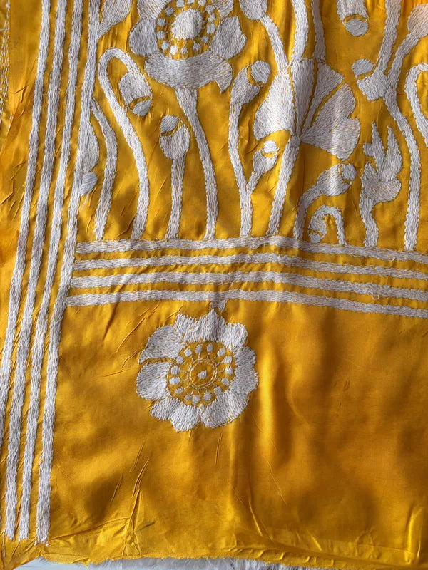 YELLOW SLIK KATHA SAREE