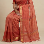 Rust orange with off white kora silk